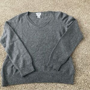 Jaclyn Smith Sweater 2 ply Cashmere Women's Large Gray Long Sleeve V-Neck
